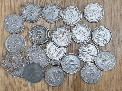 Auktion 359<br>24x 50 Pfennige, 1949, Bank Deutscher Länder, wohl alle Prägestätten dabei [1]