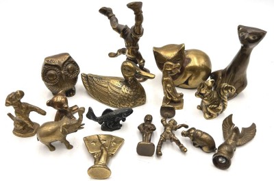 Auktion 359<br>16x div. Messing-Figuren, Gluttöter etc., H-max 10 cm [1]