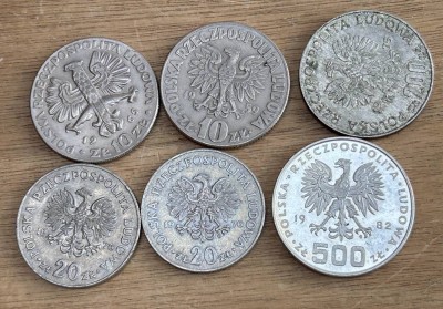 Auktion 359<br>6x Zloty Münzen, Polen, 500 Zl. Silber [1]