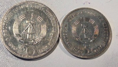 Auktion 359<br>2x DDR Münzen, 20 Mark und 5 Mark [1]