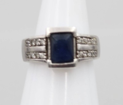 Auktion 359<br>925er Silber-Ring, blauer Stein sowie klare Steine, 7,1gr., RG 54 [1]