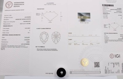 Auktion 359<br>Labor erstellter Diamant, 1ct, Tropfenschliff, anbei Zertifikat [1]