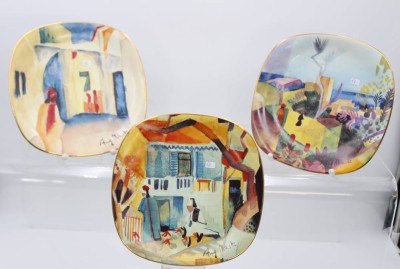 Auktion 359<br>3x Sammelteller, Rosenthal classic, Motive von August Macke, je ca. D-20,7cm [1]