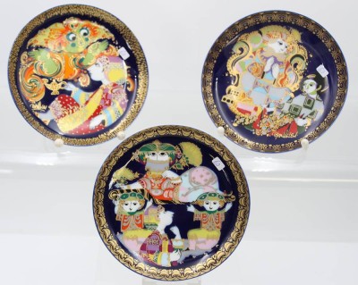 Auktion 359<br>3x Sammelteller, Rosenthal studio-linie, Aladin,. Björn Wiinblad, je D-16cm [1]