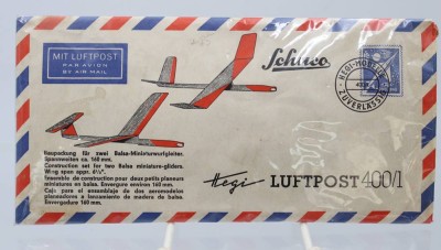 Auktion 359<br>Schuco Hegi Baupackung Luftpost 400/1 Segelflieger, Balsa-Miniaturgleiter, neuwertiger Zustand im original Papier-Umschlag, selten, auf Vollständigkeit nicht überprüft [1]