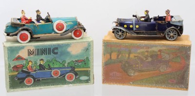 Auktion 359<br>2x Blechautos, je in orig. Kartons, Minic Nr. 1014 und Metttoy Nr. 1053, 1x Schlüsselwerk [1]
