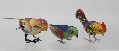 Auktion 359<br>3x div-Blech-Pickvögel, Schlüsselwerke nicht geprüft, ca. H-5cm [1]