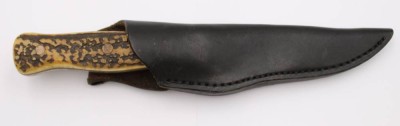 Auktion 359<br>älteres Jagdmesser, Griffschalen aus Geweih, ca. L-22cm [1]