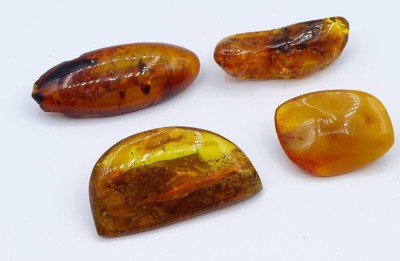 Auktion 359<br>4x div. Bernstein Broschen,Metallfassungen,zus.19,56gr. Gebrauchsspuren,  ,30x22- 48x19mm [1]