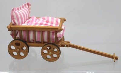Auktion 368<br>Puppen-Bollerwagen, Holz, H-10cm L-15cm B-10cm [1]