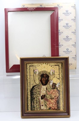 Auktion 359<br>Heinrich Jahres-Ikone 1983, schwarze Madonna von Tschenstochau, OVP, ca. 37 x 30,5cm [1]