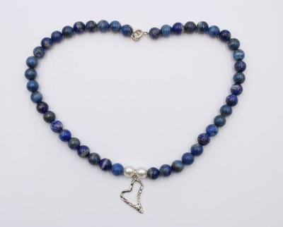 Auktion 359<br>Lapislazuli-Halskette, Silberanhänger, L-40cm [1]