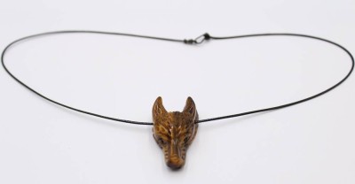Auktion 359<br>Wolfskopfanhänger aus Tigerauge, an Lederband, Anh- L-4cm [1]