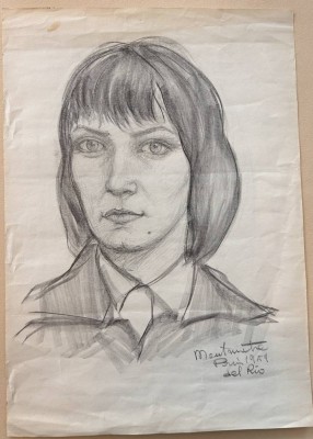 Auktion 359<br>del Rio, Paris 1959, Frauenportrait, Stiftzeichnung, Blatt mit Läsuren, BG [1]