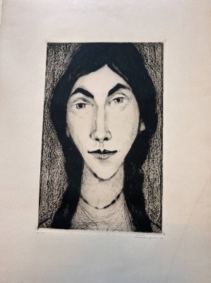 Auktion 359<br>unleserl. signiertes Frauenportrait,  gr. Radierung, Nr. 36/60, MG  ca. 40x25 cm, BG 62x45 cm [1]