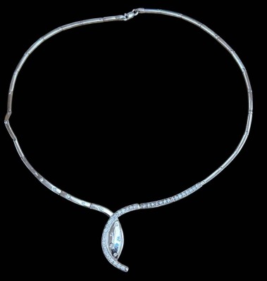 Auktion 360<br>Collier, Silber-925- mit klaren Steinen, L-ca. 45 cm, 20,4 gr [1]