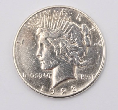 Auktion 360<br> Silber-Peace Dollar, 1923, 26 gr,, D-3,8cm [1]