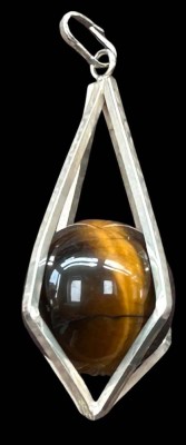 Auktion 360<br>gr. Silber-835- Anhänger mit Tigerauge-Kugel, H-ca. 4,7 cm, 10,4 gr. [1]