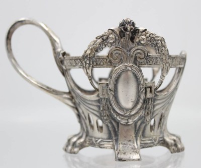 Auktion 360<br>Teegkas-Halter, WMF Straussenmarke, um 1900, ca. H-7,3cm, oberer D-6,5cm [1]
