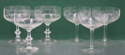 Auktion 360<br>6x  Sektschalen, 3 u. 3, beschliffen, ca. H-12,5cm [1]