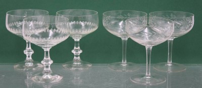 Auktion 360<br>6x  Sektschalen, 3 u. 3, beschliffen, ca. H-12,5cm [1]