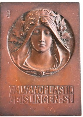 Auktion 360<br>Jugendstil-Bromzeplakette  