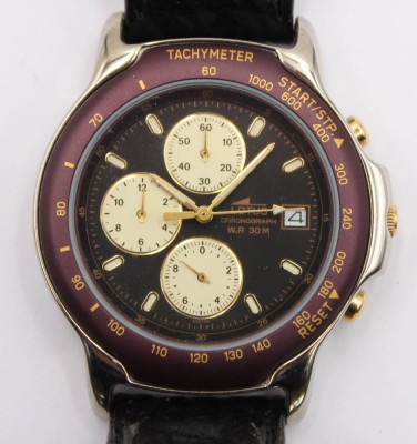 Auktion 360<br>Herren-Armbanduhr, Lotus WR 30, Chronograph, Quarz, Werk nicht geprüft, D-3,7cm [1]
