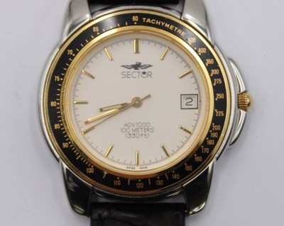 Auktion 360<br>Herren-Armbanduhr, Sector ADV 100, Quarz, Werk läuft, D-3,8cm [1]