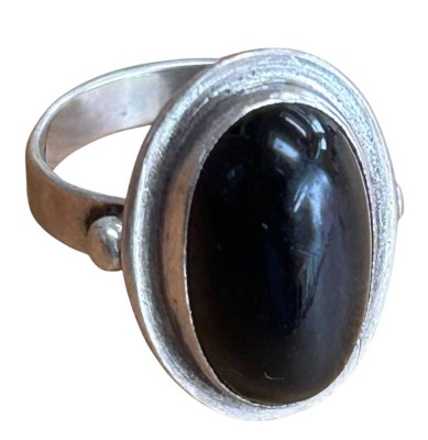 Auktion 360<br>Silberring-925- mit schwarzen Cabouchon, RG 59, 6,9 gr [1]