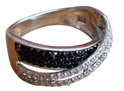 Auktion 360<br>Silberring -925- mit klaren und schwarzen Steinen (einer fehlt), RG 54, 3,9 gr [1]