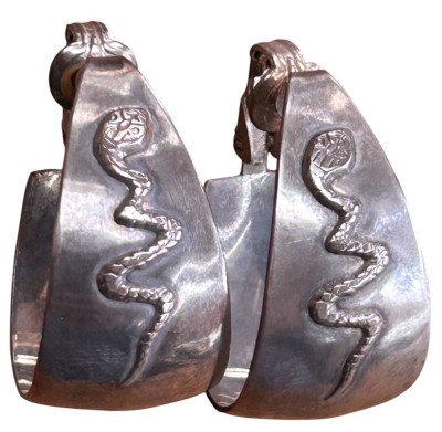 Auktion 360<br>Paar grosse Silber Ohrclips, H-3 cm, 8,6 gr, Schlangendekor [1]