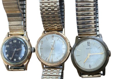 Auktion 360<br>3x mechan.Vintage  Armbanduhren mit Zugband, Timex-Ehr-Anker, nur Timex-Werk steht, [1]