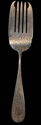 Auktion 360<br>gr. Silber-800- Jugendstil Fischheber um 1880, Gravur  und Ziermonogramm, ca. 98 gr, L-27 cm [1]