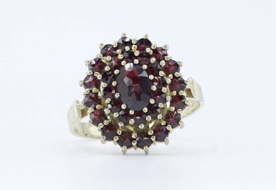 Auktion 360<br>Granat Ring, 900er Silber, vergoldung etwas abgetragen, RG 57, 4,0 g [1]