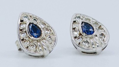 Auktion 360<br>Ohrringe mit blauen und weißen Steinen, 925er Silber, L-1,3 cm, 2,6 g [1]