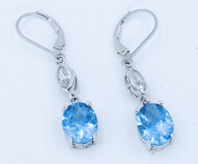 Auktion 360<br>Ohrringe mit blauen und weißen Steinen, 925er Silber, L- 4,0 cm, 4,5 g [1]