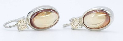 Auktion 360<br>Ohrringe mit orangen Steinen, 925er Silber, L-2,5 cm, 7,2 g [1]