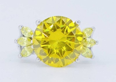 Auktion 360<br>Ring mit großen gelben Stein, 925er Silber, RG 59, 8,6 g [1]
