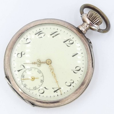 Auktion 360<br>Taschenuhr, 800er Silber, Werk läuft, 64 g, D-4,5cm [1]