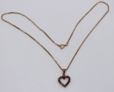 Auktion 360<br>Granat-Herzanhänger, 925er Silber an Doublé-Kette, Kette L-40cm Anh. L-2cm [1]