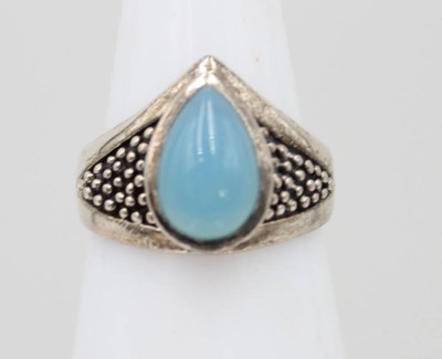 Auktion 360<br>925er Silber-Ring, hellblauer milchiger Stein, 5,7gr., RG 58 [1]