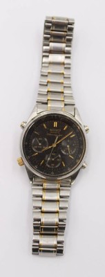 Auktion 360<br>Herren-Armbanduhr, SEIKO Chronograph, Quarz, Werk nicht geprüft, Tragespuren, D-3,4cm [1]