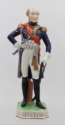 Auktion 360<br>Figur, Marschall Louis-Nicolas Davout, Dresden, polychr. Bemalung, H-28,5cm [1]