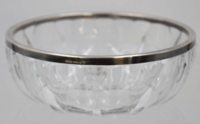 Auktion 360<br>Kristall-Schale, Sterling Rand, H-7,5cm D-20cm [1]