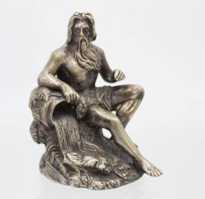 Auktion 360<br>Metallfigur wohl Bronze versilbert, römische Gottheit?, ca. H-9cm [1]