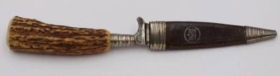 Auktion 360<br>Jagdmesser, älter, Geweihgriff, L-19cm [1]