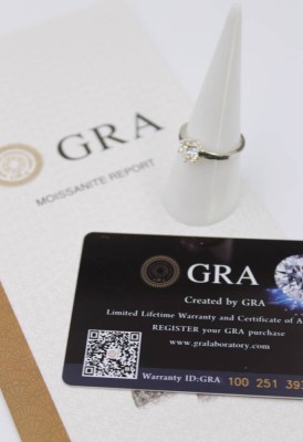 Auktion 360<br>Silber-Ring mit einem 1ct Moissanite, Steinzertifikat anbei, RG 56 [1]