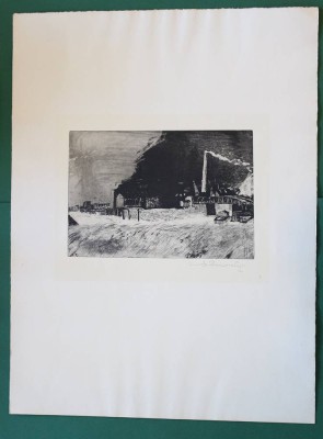 Auktion 360<br>Wolfgang WERKMEISTER (1941), Hafenszene, Radierung, ungerahmt, BG 63,5 x 48,5cm [1]