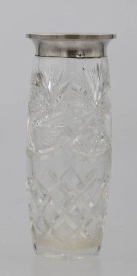 Auktion 360<br>Kristall-Vase, 800er Silberrand, Ablagerungen, ca. H-19,5cm [1]