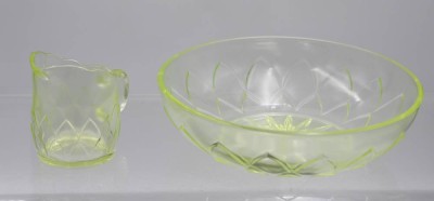 Auktion 360<br>Dessert-Schale und Sahnekännchen, ca. H-8,5cm, Schale H-6cm D-20cm [1]